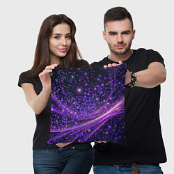 Подушка квадратная Фиолетовые сверкающие абстрактные волны, цвет: 3D-принт — фото 2