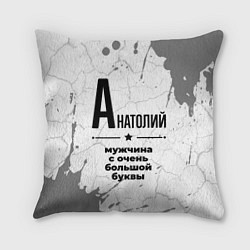Подушка квадратная Анатолий мужчина ну с очень большой буквы, цвет: 3D-принт