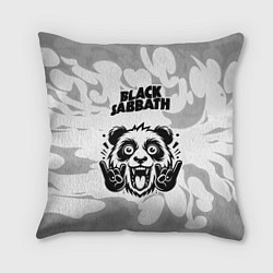 Подушка квадратная Black Sabbath рок панда на светлом фоне, цвет: 3D-принт