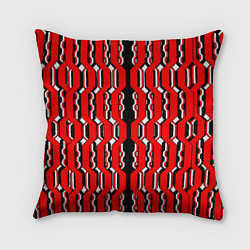 Подушка квадратная Красные и белые техно линии, цвет: 3D-принт