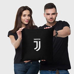 Подушка квадратная Juventus sport fc белое лого, цвет: 3D-принт — фото 2