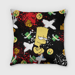 Подушка квадратная Барт Симпсон на фоне баксов