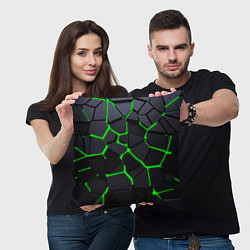 Подушка квадратная Зеленые плиты киберпанк, цвет: 3D-принт — фото 2
