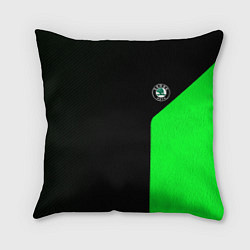 Подушка квадратная Skoda pattern sport green, цвет: 3D-принт