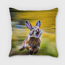 Подушка квадратная Крик бегущего зайца, цвет: 3D-принт