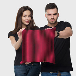 Подушка квадратная Красно-розовый полосатый, цвет: 3D-принт — фото 2