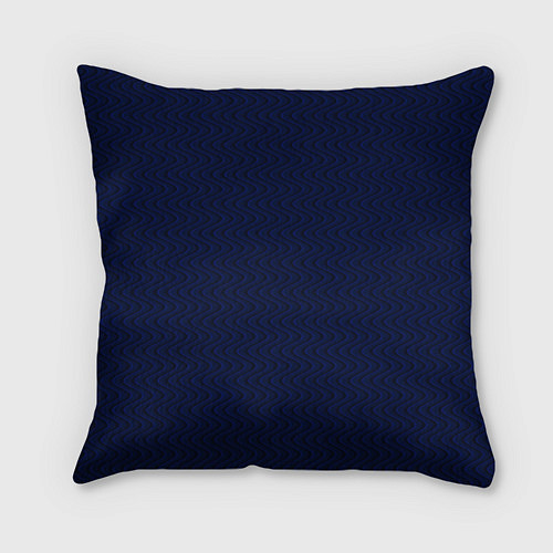 Подушка квадратная Тёмно-синий волнистые линии / 3D-принт – фото 2