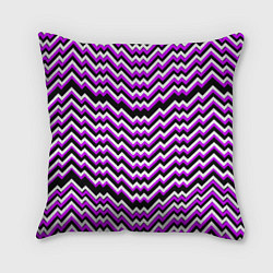 Подушка квадратная Фиолетовые и белые ломаные линии, цвет: 3D-принт