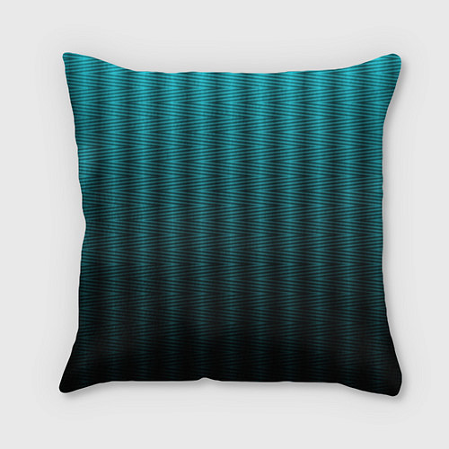 Подушка квадратная Градиент полосатый чёрно-бирюзовый / 3D-принт – фото 2