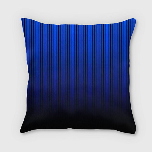 Подушка квадратная Полосатый градиент сине-чёрный / 3D-принт – фото 2