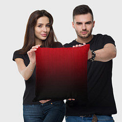 Подушка квадратная Красно-чёрный градиент в полоску, цвет: 3D-принт — фото 2