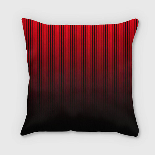 Подушка квадратная Красно-чёрный градиент в полоску / 3D-принт – фото 2