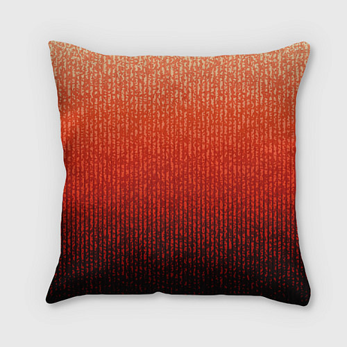 Подушка квадратная Полосатый градиент оранжево-красный в чёрный / 3D-принт – фото 2