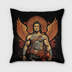 Подушка квадратная Муай тай боец с крыльями за спиной
