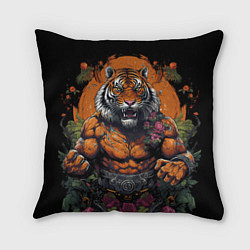 Подушка квадратная Муай-Тай тигр в стойке боевые искусства