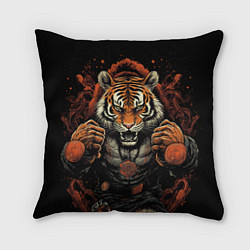 Подушка квадратная Муай- Тай тигр в стойке боевые искусства