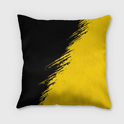 Подушка квадратная Черные штрихи на желтом фоне, цвет: 3D-принт