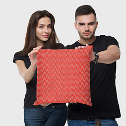 Подушка квадратная Светлый красный треугольные полосы, цвет: 3D-принт — фото 2