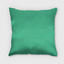 Подушка квадратная Зелёный в синюю полоску, цвет: 3D-принт