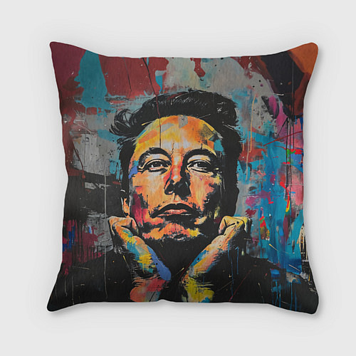Подушка квадратная Илон Маск граффити портрет / 3D-принт – фото 2