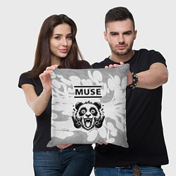 Подушка квадратная Muse рок панда на светлом фоне, цвет: 3D-принт — фото 2