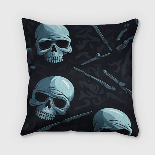 Подушка квадратная Черепа и ножи / 3D-принт – фото 2