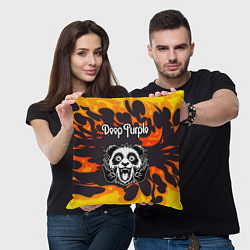 Подушка квадратная Deep Purple рок панда и огонь, цвет: 3D-принт — фото 2
