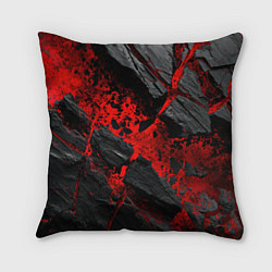 Подушка квадратная Красные разломы черных камней