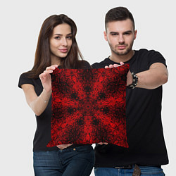 Подушка квадратная Мандала абстрактная красно-чёрный, цвет: 3D-принт — фото 2
