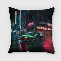 Подушка квадратная Изумрудный автомобиль, цвет: 3D-принт