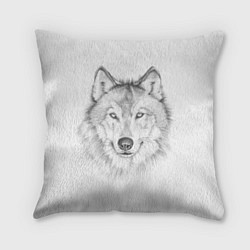 Подушка квадратная Нарисованный волк зубами щёлк, цвет: 3D-принт