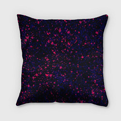 Подушка квадратная Абстракция чёрно-синий с розовыми кляксами, цвет: 3D-принт