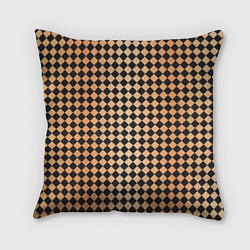 Подушка квадратная Паттерн черных и коричневых квадратов, цвет: 3D-принт