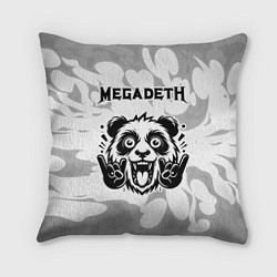 Подушка квадратная Megadeth рок панда на светлом фоне, цвет: 3D-принт