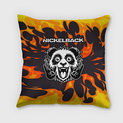 Подушка квадратная Nickelback рок панда и огонь, цвет: 3D-принт