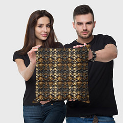 Подушка квадратная Золотистая текстурная броня, цвет: 3D-принт — фото 2