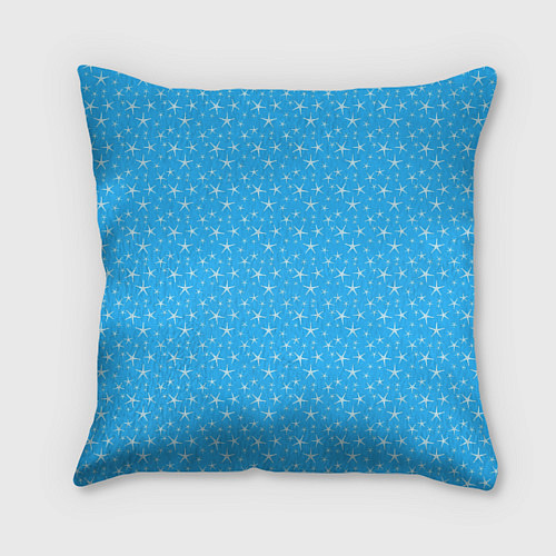 Подушка квадратная Голубой со звёздочками / 3D-принт – фото 2
