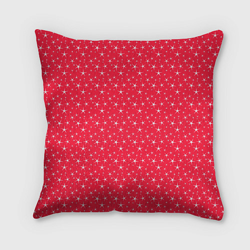 Подушка квадратная Розово-красный со звёздочками / 3D-принт – фото 2