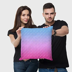 Подушка квадратная Звёздный градиент голубой и розовый, цвет: 3D-принт — фото 2
