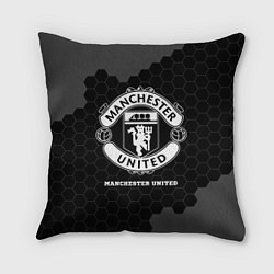 Подушка квадратная Manchester United sport на темном фоне, цвет: 3D-принт