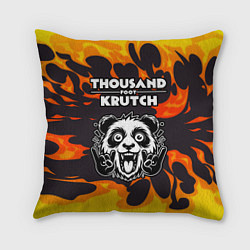 Подушка квадратная Thousand Foot Krutch рок панда и огонь, цвет: 3D-принт