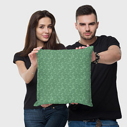 Подушка квадратная Яркий зеленый однотонный цветочный узор, цвет: 3D-принт — фото 2