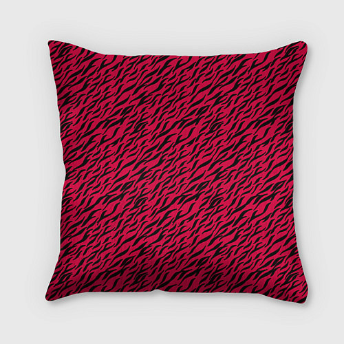 Подушка квадратная Яркий чёрно-розовый шкура / 3D-принт – фото 2