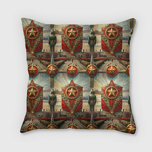 Подушка квадратная 9 мая солдаты и знамя / 3D-принт – фото 2