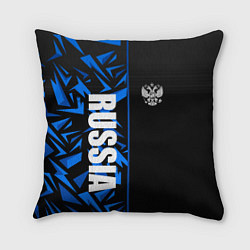 Подушка квадратная Россия - синяя абстракция, цвет: 3D-принт