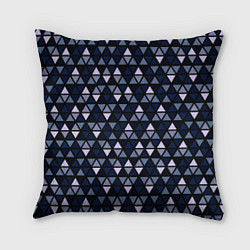 Подушка квадратная Чёрно-синий паттерн треугольники, цвет: 3D-принт