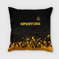 Подушка квадратная Sporting - gold gradient посередине, цвет: 3D-принт