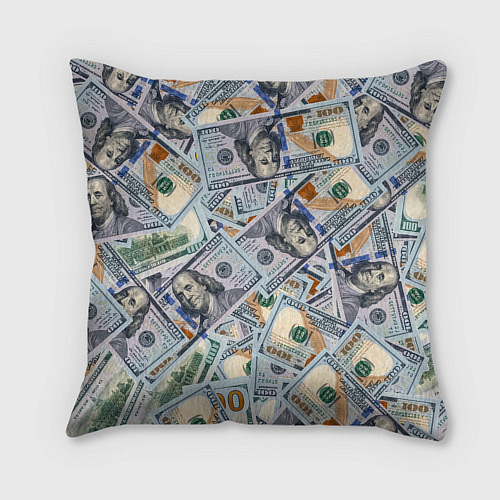 Подушка квадратная Банкноты сто долларов / 3D-принт – фото 2