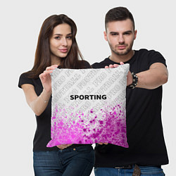 Подушка квадратная Sporting pro football посередине, цвет: 3D-принт — фото 2