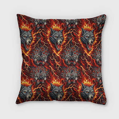 Подушка квадратная Волки эпичный паттерн / 3D-принт – фото 2